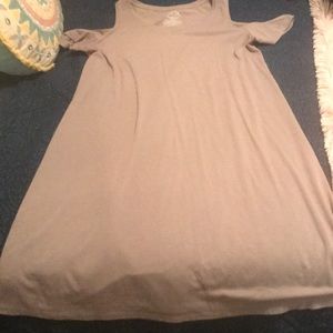 Brown off the shoulder shift swing dress